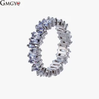 fashion koperen ring met sparkling ladder vierkante zirkoon voor vrouwen nieuwe mode bruiloft sieraden crystal ring gift