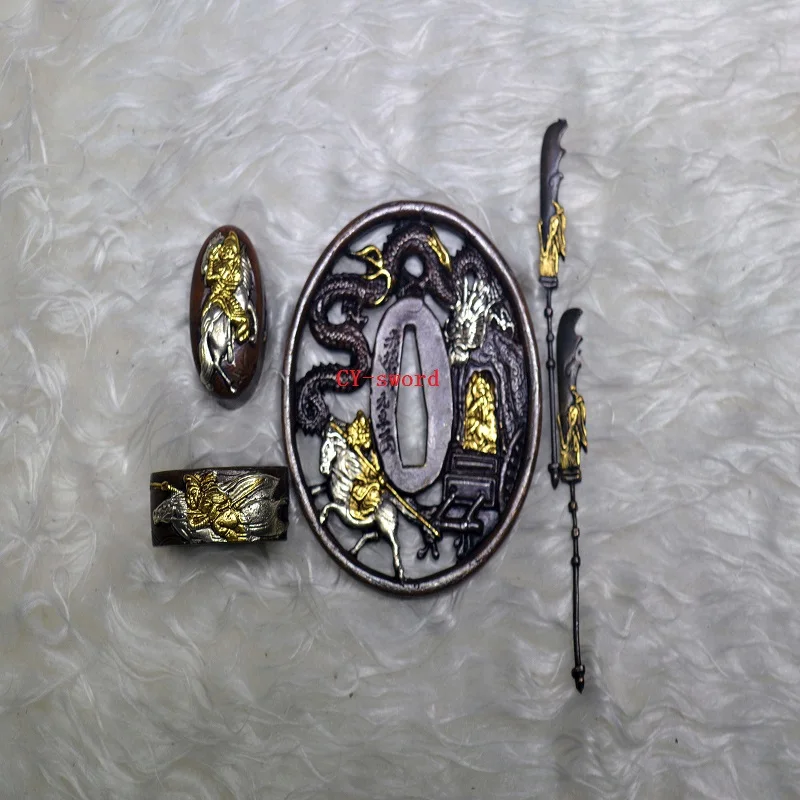 Японский высококачественный латунный самурайский меч тема Dragon Warrior Tsuba Katana Handgaurd
