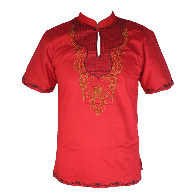 Africa Ethnic Embroidery Short Tunic Dashiki Tops Mens Wedding Wearing Attire | Тематическая одежда и униформа