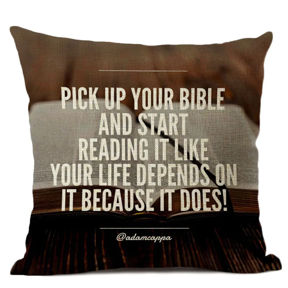 Art cushion cover Christian culture Bible cross Jesus pattern cotton and hemp pillow living room sofa decoration 45x45cm