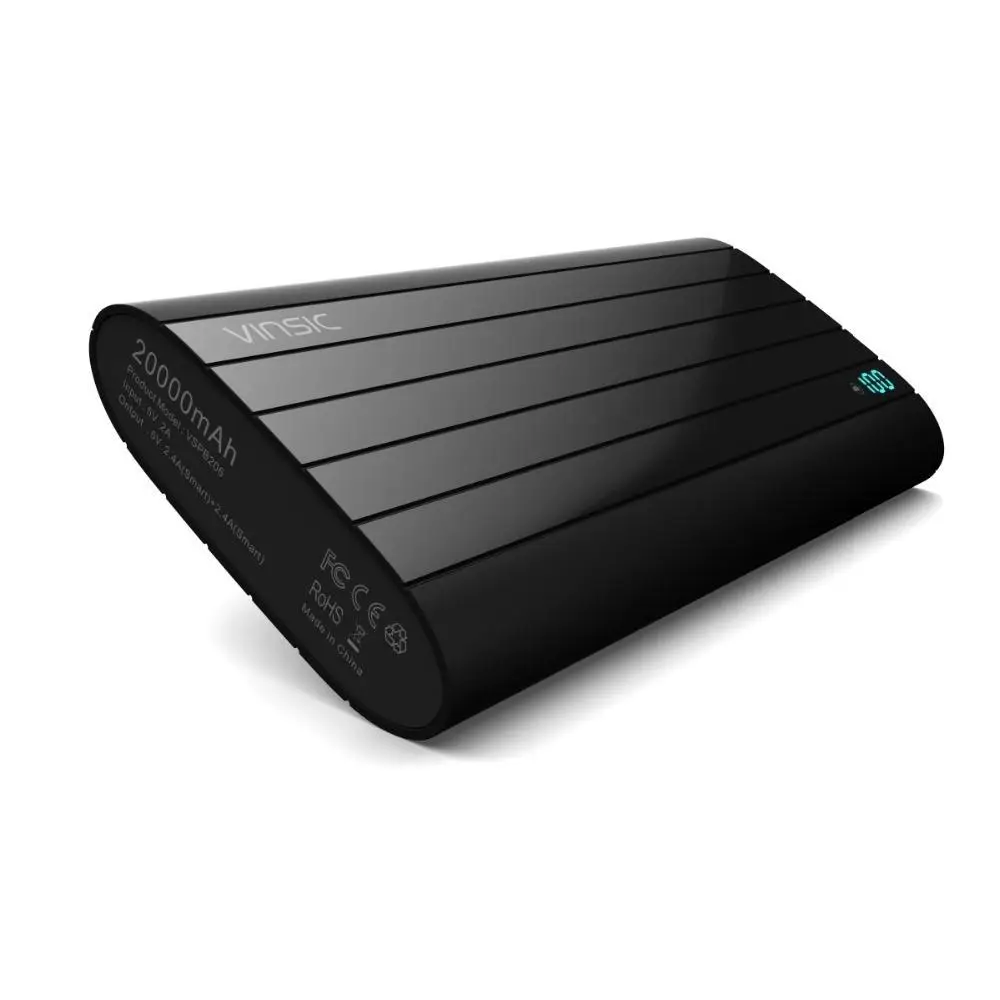 Vinsic 18650 power Bank 20000 мАч ЖК внешний аккумулятор портативное быстрое зарядное