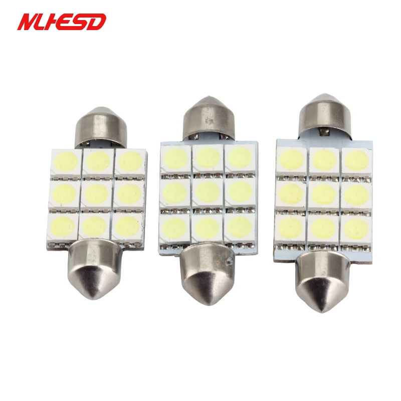 10 шт. Белый 5050 9smd 9 Smd 36 мм/39 мм/41 мм DC Автомобильные светодиодные фары 12V для