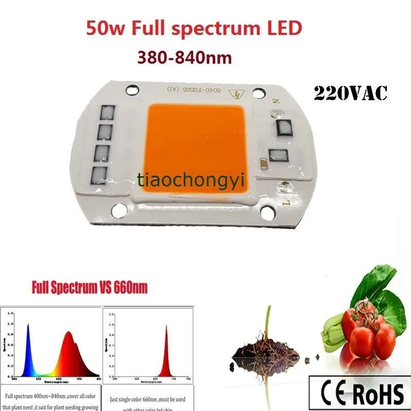 50 Вт полный спектр LED COB чип DC12V 32V Встроенный интеллектуальный IC-драйвер 220V 110V |