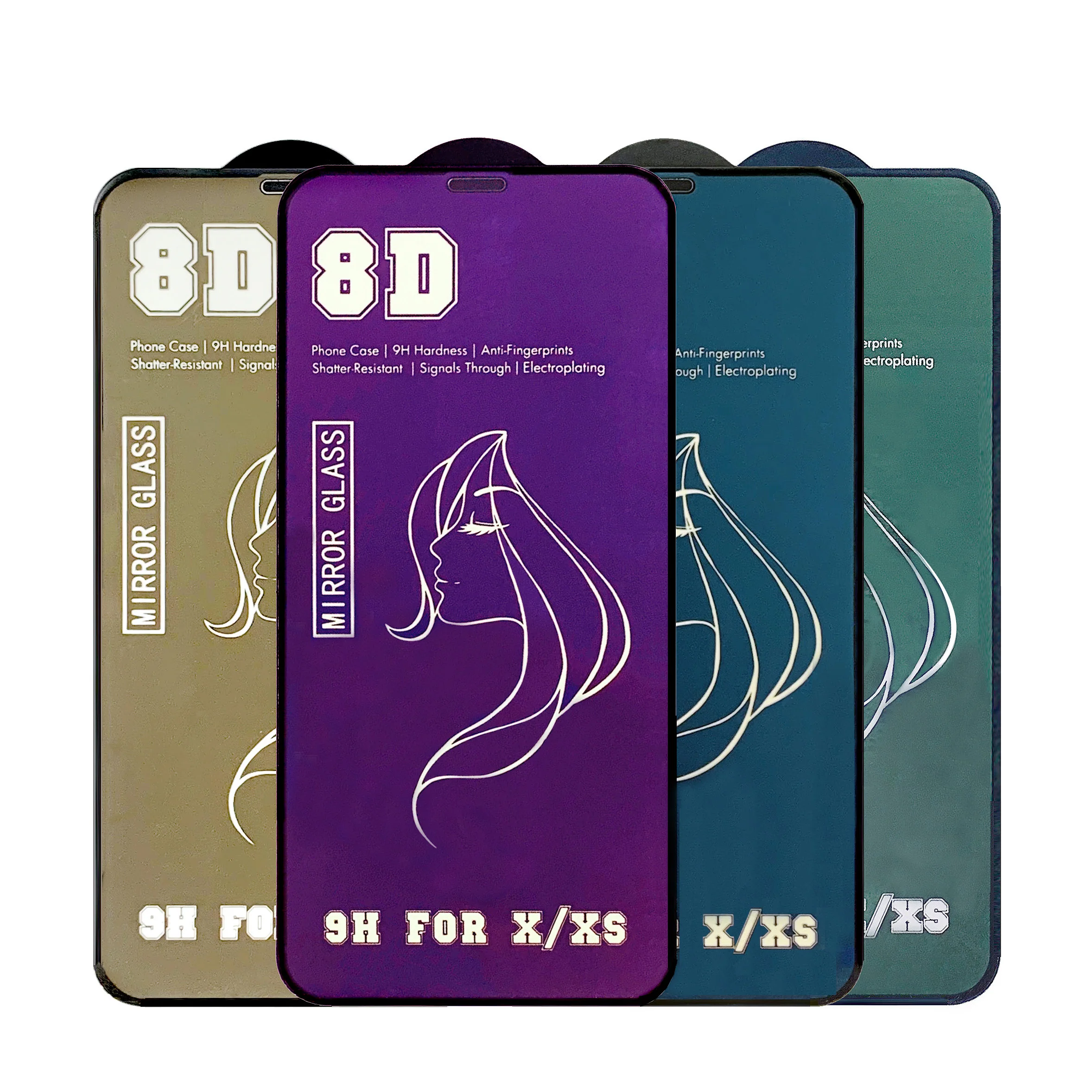 Покрытие 8D закаленное Стекло для iPhone 6, 6 S, 7, 8plus X XS Max цветной, отражающий зеркало с уровнем твердости 9 H для Защитная пленка для iPhone кожного покрова