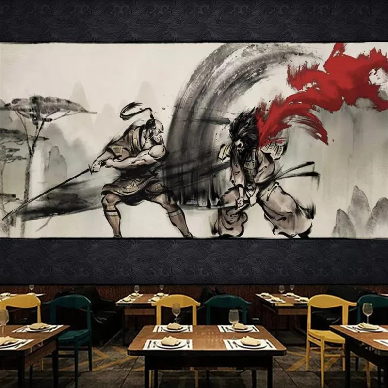 Новый китайский ukiyoe warrior duel landscape Ресторан оснастка Большое Настенное панно на