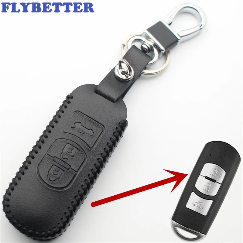 FLYBETTER чехол из натуральной кожи с 3 кнопками без ключа для Mazda M3/M5/M6/CX 7/CX 9