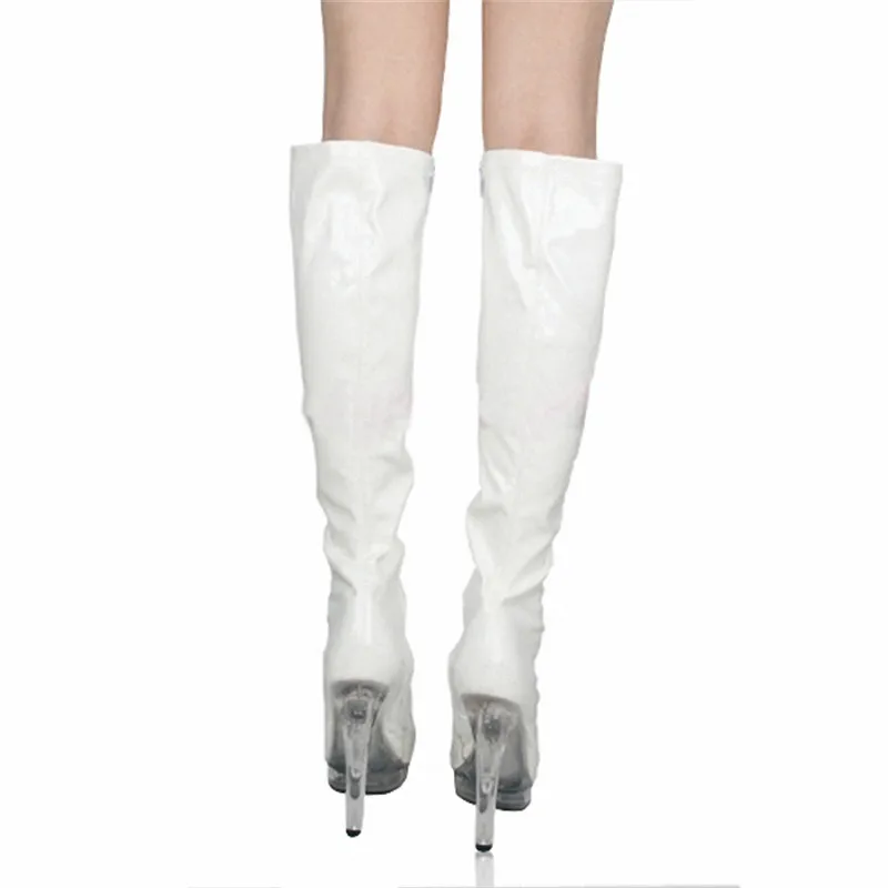 13cm foreign trade large lady's boots white dazzling T stage show runway photos of sexy nightclub Dance Shoes | Спорт и