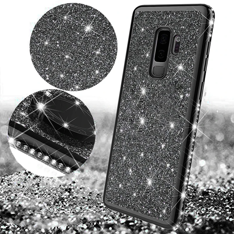 Роскошные блестящие Порошковые чехлы для iPhone XS Max XR X 7 8 6S Plus Тонкий блестящий