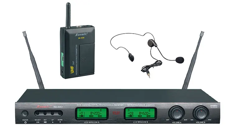 Беспроводной микрофон UHF 16X2 профессиональный баомический BM-928 беспроводной с