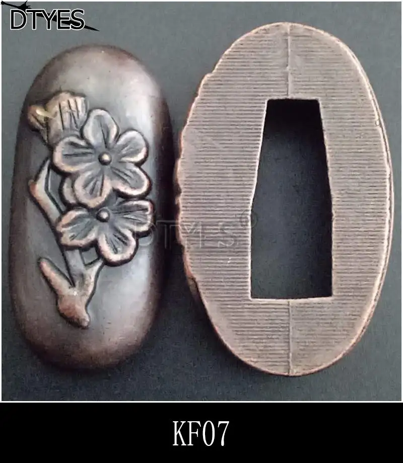 Пара сплава аксессуары для мечей нежные Fuchi& Kashira для японского самурая меч катана вакизаши Танто ручка KF01-KF20 - Цвет: KF07