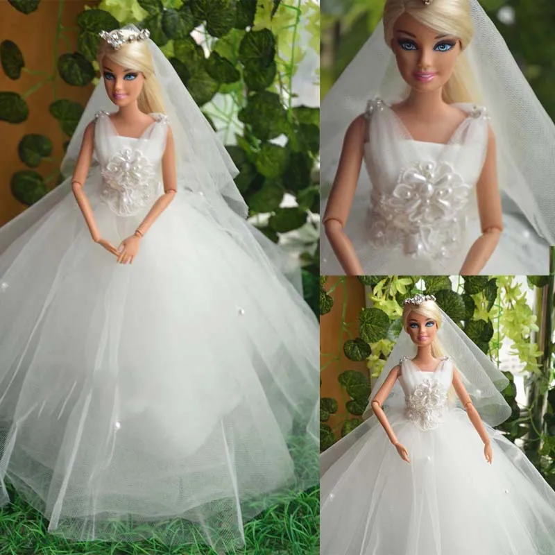 

New Dolls Accessories High Quality White Princess Doll Dress Wedding