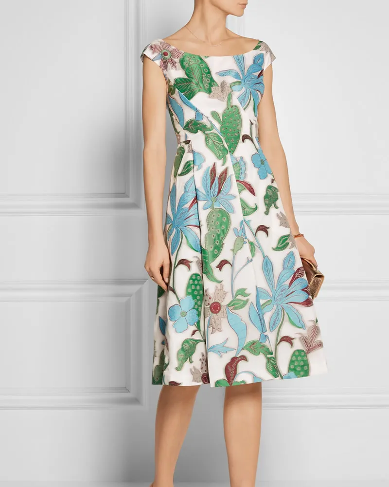 Горячая Распродажа плиссированное платье с принтом кактуса и цветов ручная