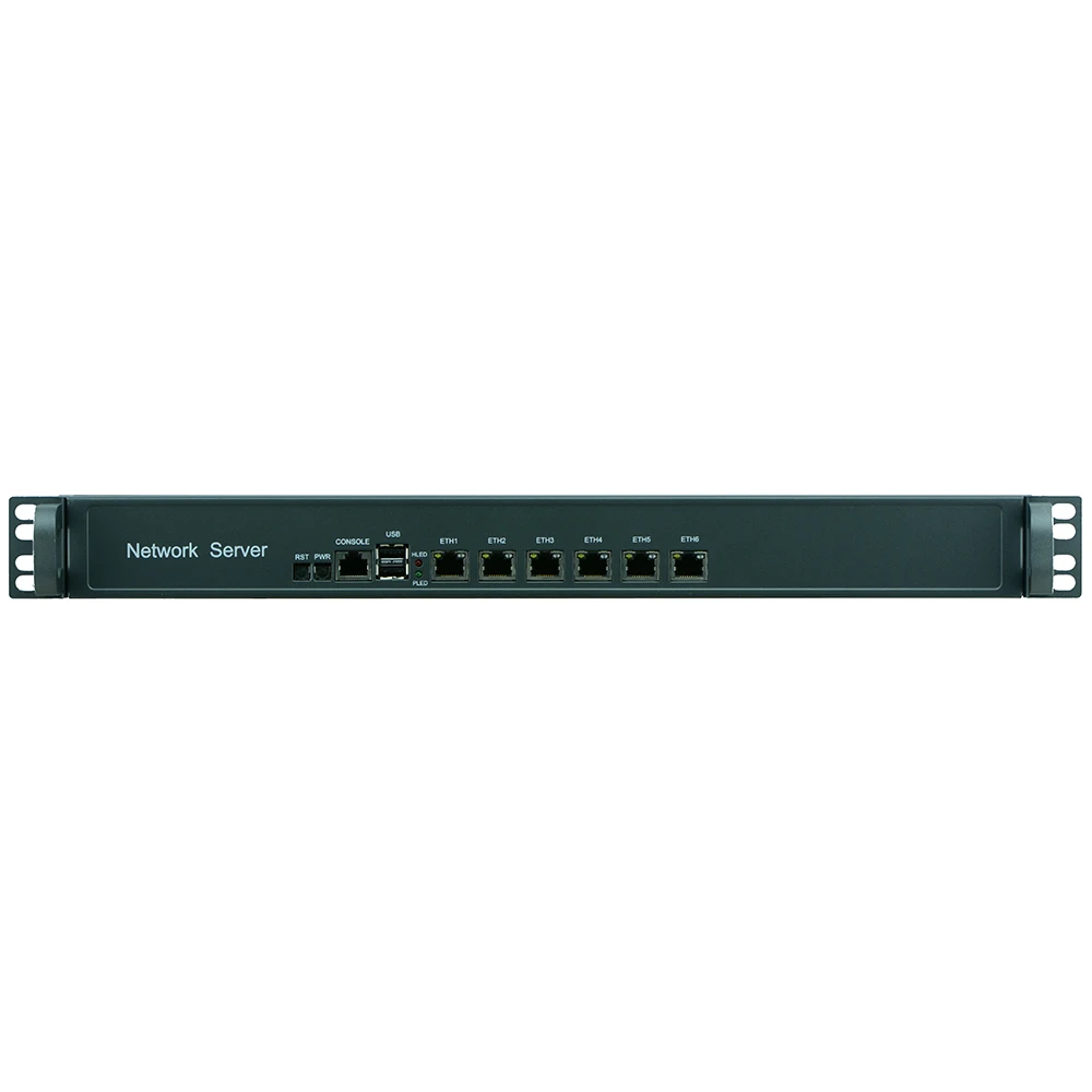 6 ethernet LAN сетевые порты межсетевой экран безопасности linux Безвентиляторный 1U монтированный на стойке сервер Intel Celeron 4 ядра J1900