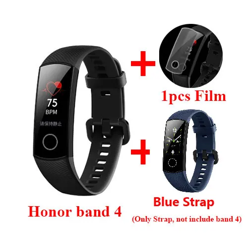 Black Add Blue Huawei Honor Band 4 умный Браслет, фитнес 0.95in цвет AMOLED сенсорный экран фитнес-трекер в режиме реального времени трек сна сердце оснастки - Цвет: Black Add Blue
