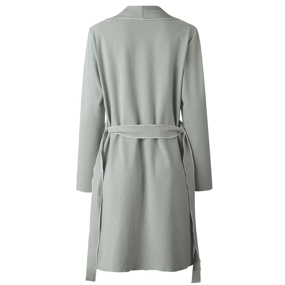 Карман шерстяной пояс осенний v-образный вырез Повседневный длинный рукав Fabala |