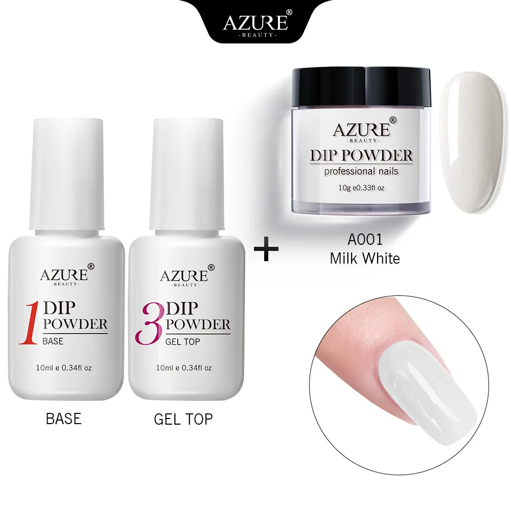 3PCS SET Лазурный косметический погружающийся порошок для нейл-арта Dip порошок блеск набор базовый слой верхние наборы для гелевых ногтей лазурный порошок для ногтей - Цвет: 3PCS SET