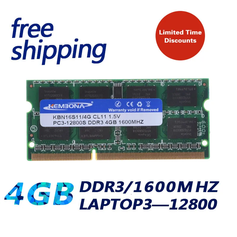 Ноутбук KEMBONA sodimm 4 Гб 1600 МГц ddr3 4g полная совместимость бесплатная доставка|ddr3 4gb|ddr3