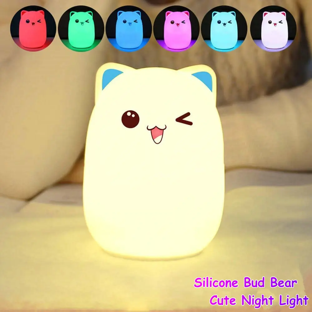 Светодио дный LED Kawaii кролик панда куриный медведь Силиконовые Детские настольная