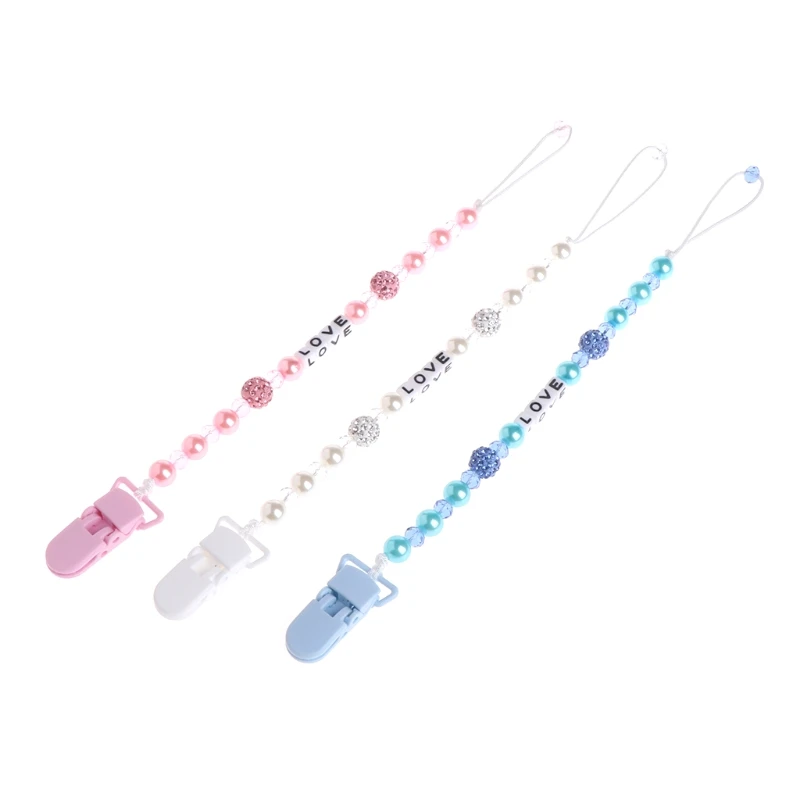 

Baby Bling Crystal Pacifier Clips Soother Chain Dummy Soother Nipple Leash Strap
