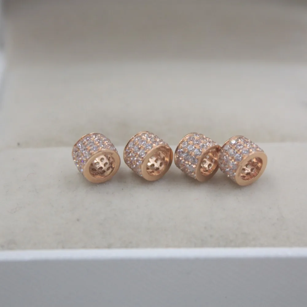 1 шт. Au750 Pure 18K розовое золото Кулон Циркон бисера трубка женская удача(только 1 шт