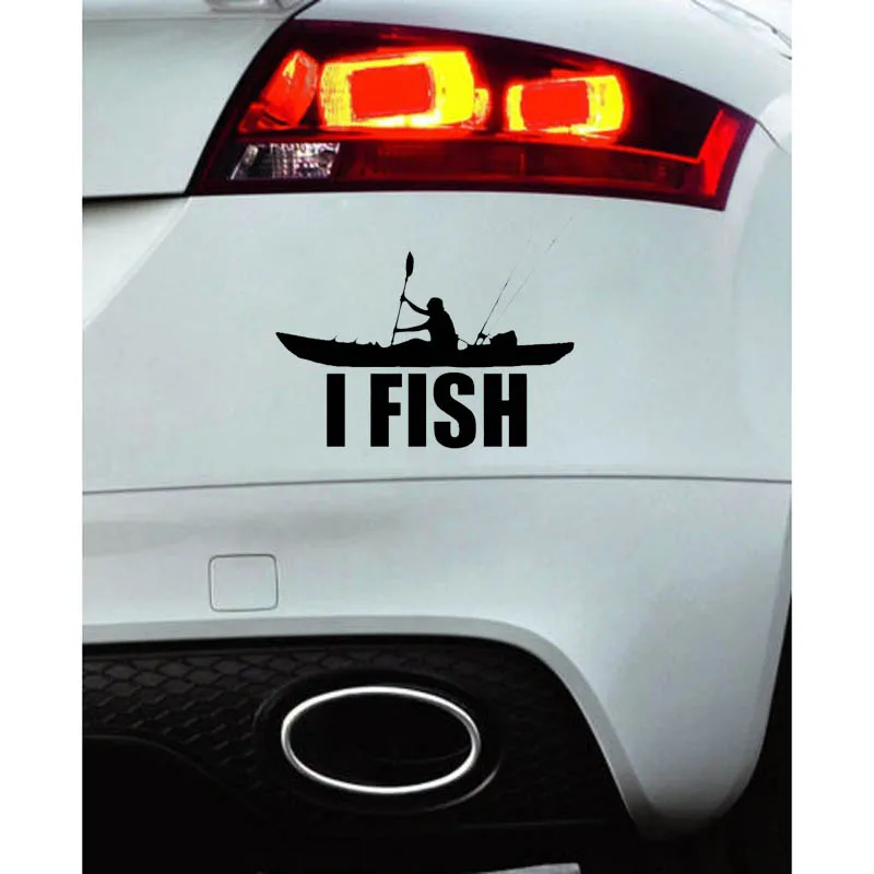 

YJZT 14cm*10.9cm I Go FISH Fashion High Quality Vinyl Car-styling Car Sticker Decal Black Silver C11-0266