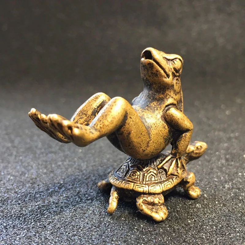 

Mini Cute Retro brass Turtle Frog Incense Burner small Animal statue Home Decor Desktop ornament Tortoise Toy Gift Tea