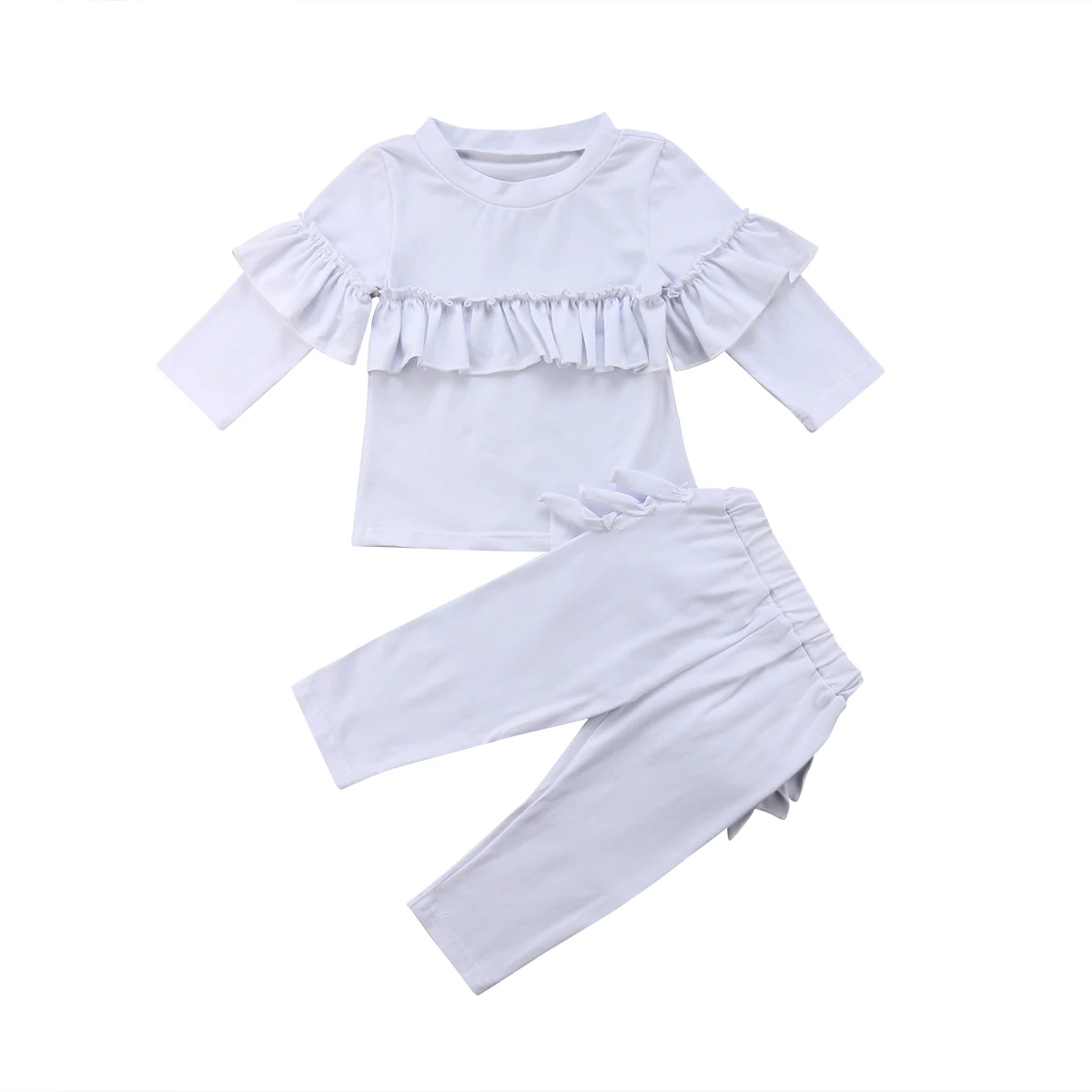 2 шт. детский спортивный костюм с длинными рукавами и оборками | Детская одежда