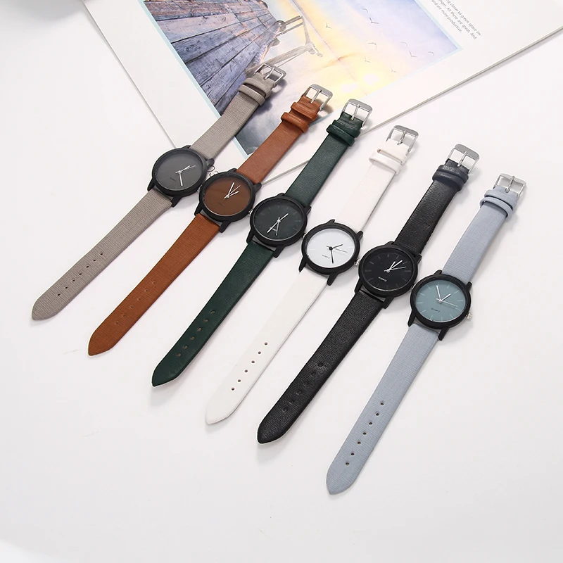 Dropshipping Women Watches Fashion Simple Men Watch Leather Quartz Wristwatch Unisex Clock Bayan Kol Saati No Logo Reloj Hombre | Наручные