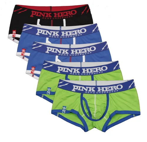 Классные! 5 шт./партия Pink Heroes Для мужчин нижнее белье трусы-боксеры хлопковое нижнее белье с персонажами из мультфильмов-Для мужчин трусы-боксеры Шорты модные, пикантные U сумка Для мужчин нижнее белье - Цвет: as show