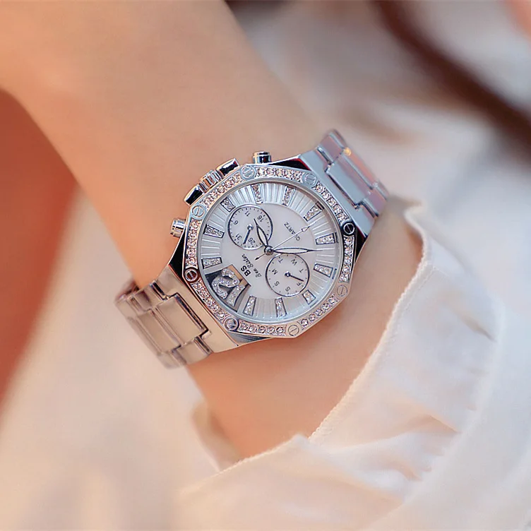 Часы для леди женщин бизнес стали Календарь lazada цвета розового золота оптовая