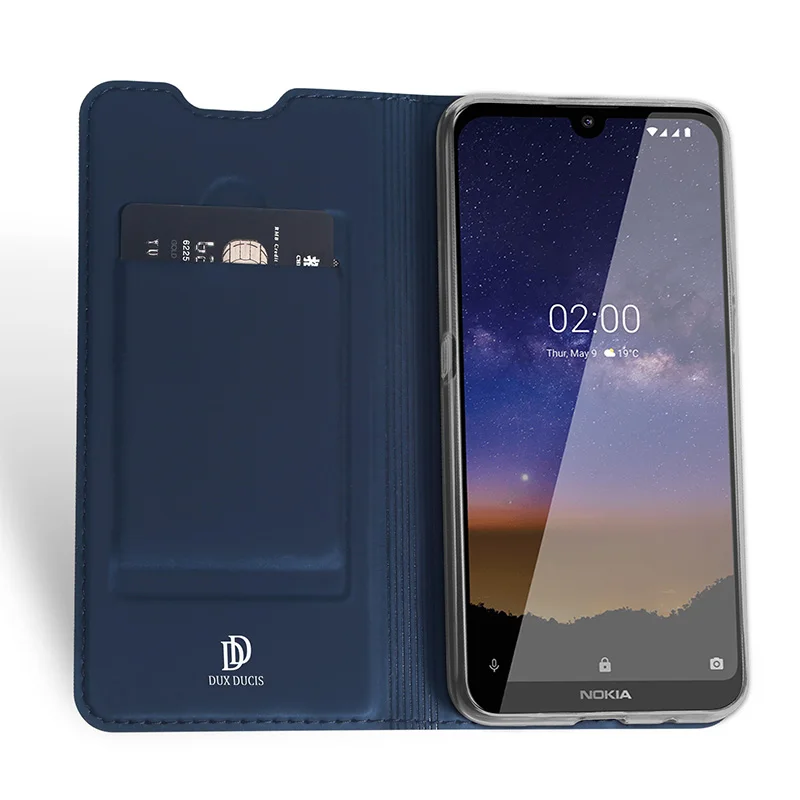 Синий Флип-чехол для Nokia 2,2 PU кожаный мягкий чехол для телефона защитный слот для карт держатель кошелек Подставка чехол для мобильного телефона - Цвет: Синий