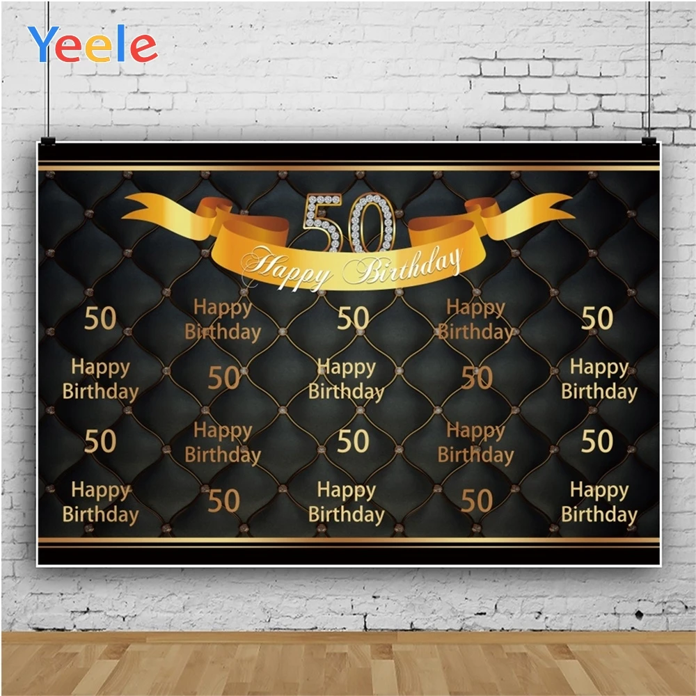 Yeele 50th с днем рождения Золотая лента простой элегантный фон для фотосъемки