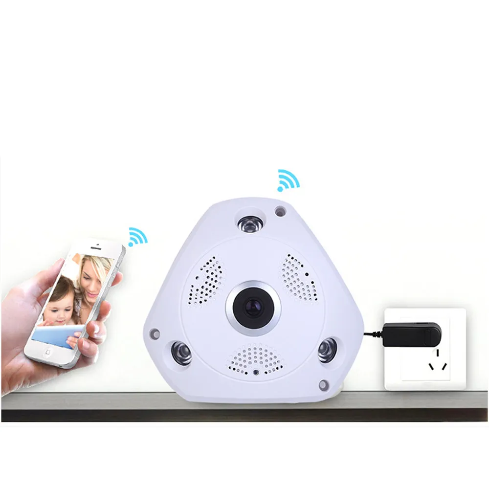 360 градусов панорамная камера 960P Скрытая ИК лампочка Wifi рыбий глаз CCTV охранный