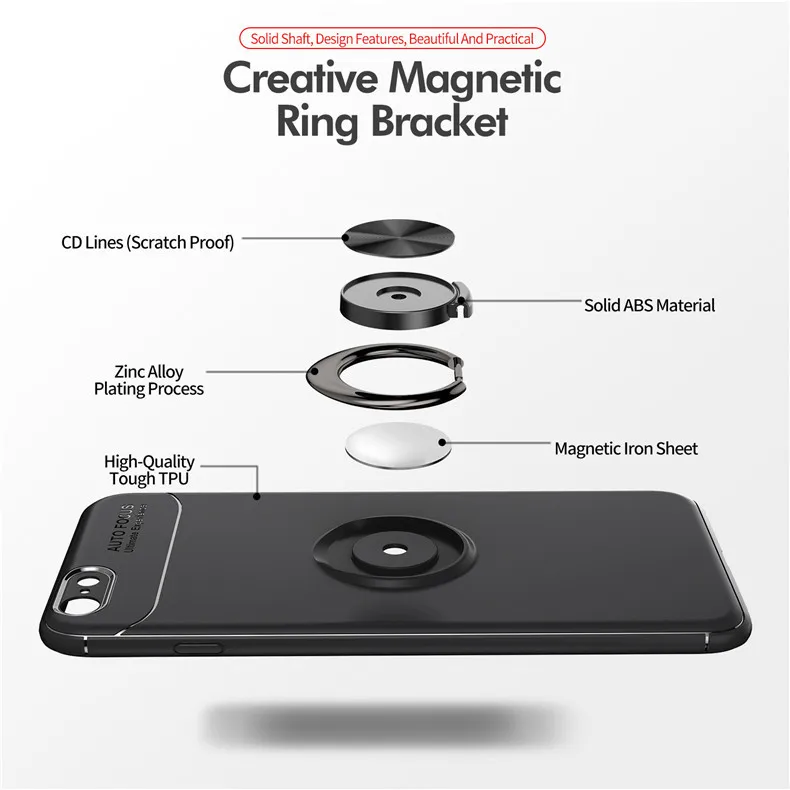 Для iphone 7 8 чехол Модный Бизнес противоударный с кольцом на палец магнитный держатель для телефона задняя крышка для iphone 7 8 Plus coque