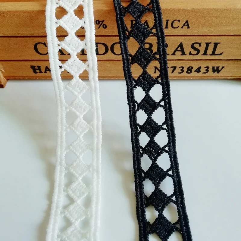 5yards width 2.1cm black white water soluble lace fabric milk silk ribbon dress skirt Clothing DIY decoration accessories. | Дом и сад