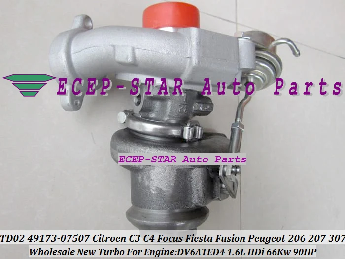 Турбокомпрессор TD02 49173-07507 49173-07505 для Ford Fusion Fiesta 6 Focus C-Max Citroen C3 4 207 1.6L TDCI DV6ATED4 |