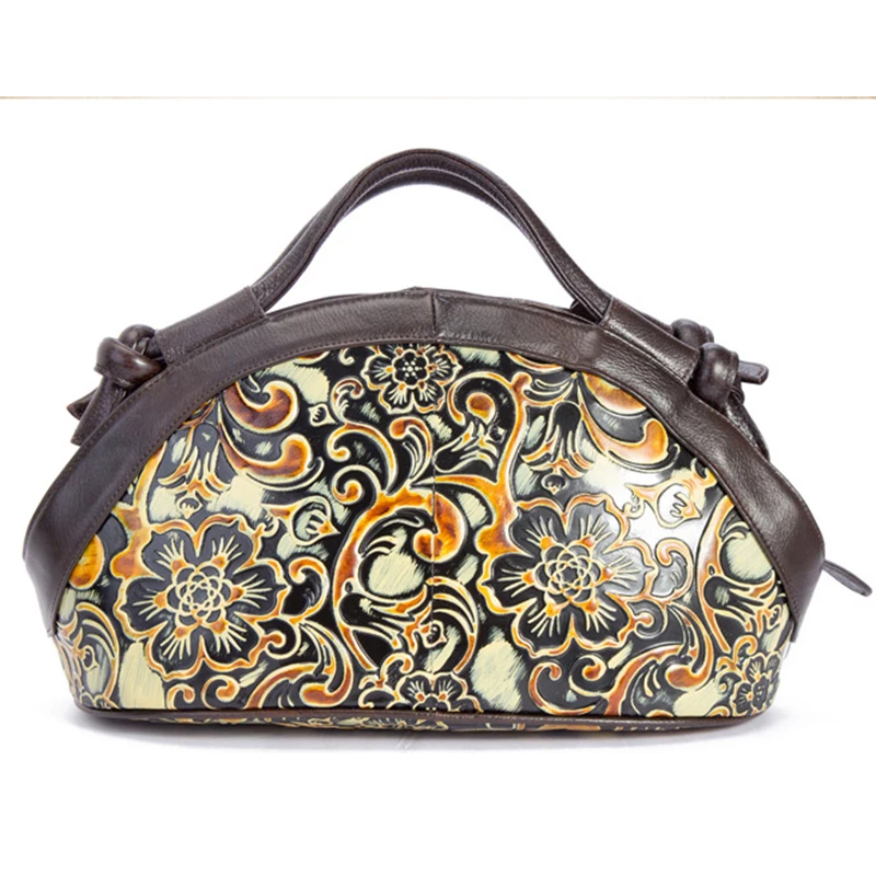 Сумка мессенджер женская из натуральной кожи с Цветочным Тиснением|tote bag|women tote