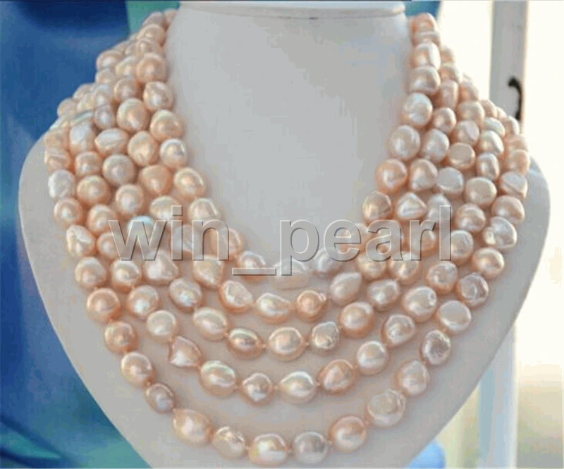 

natural 9-10mm south sea multicolor gold pink pearl necklace 80inch