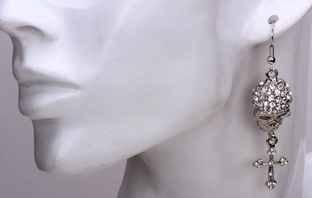 Женские серьги подвески в виде черепа золотистого и серебристого цвета|dangling earrings