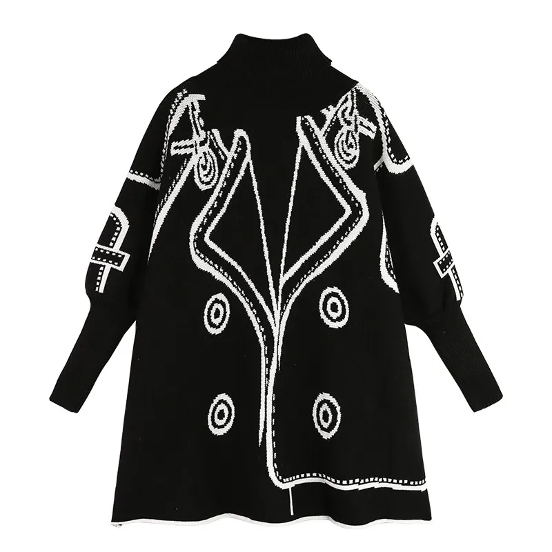 Afei Tony pregnant women winter long design turtleneck sweater maternity plus size batwing sleeve a-line knitted pullovers