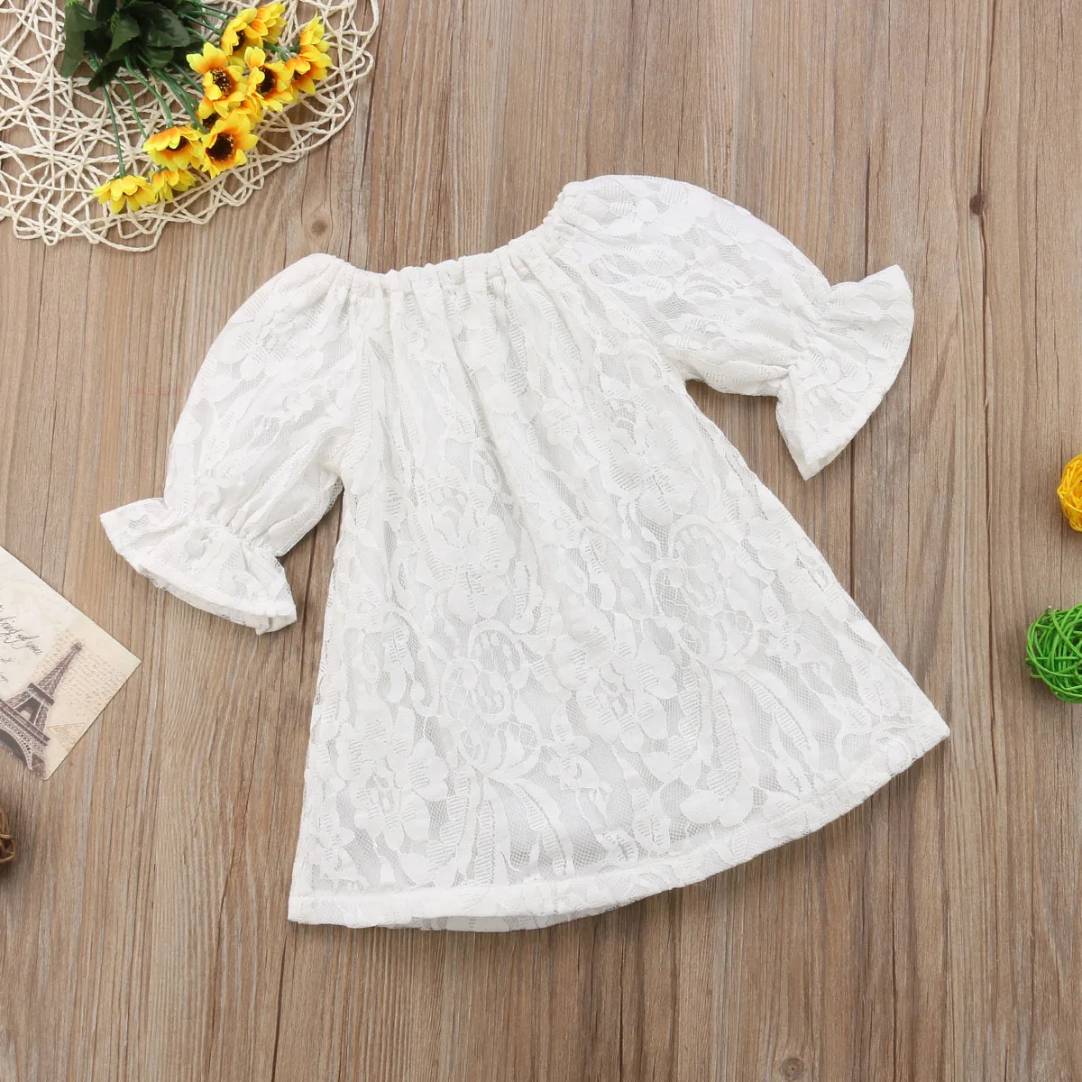 Платье с цветочным узором для маленьких девочек осеннее кружевное платье