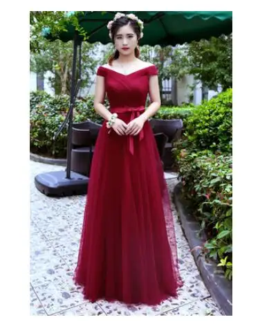 Wine Red 3 Beauty-Emily, кружевные платья подружек невесты,, длинные, для женщин, Vestidos Para Festa, без рукавов, на шнуровке, для свадебной вечеринки, для девушек, платье для выпускного вечера - Цвет: Wine Red 3