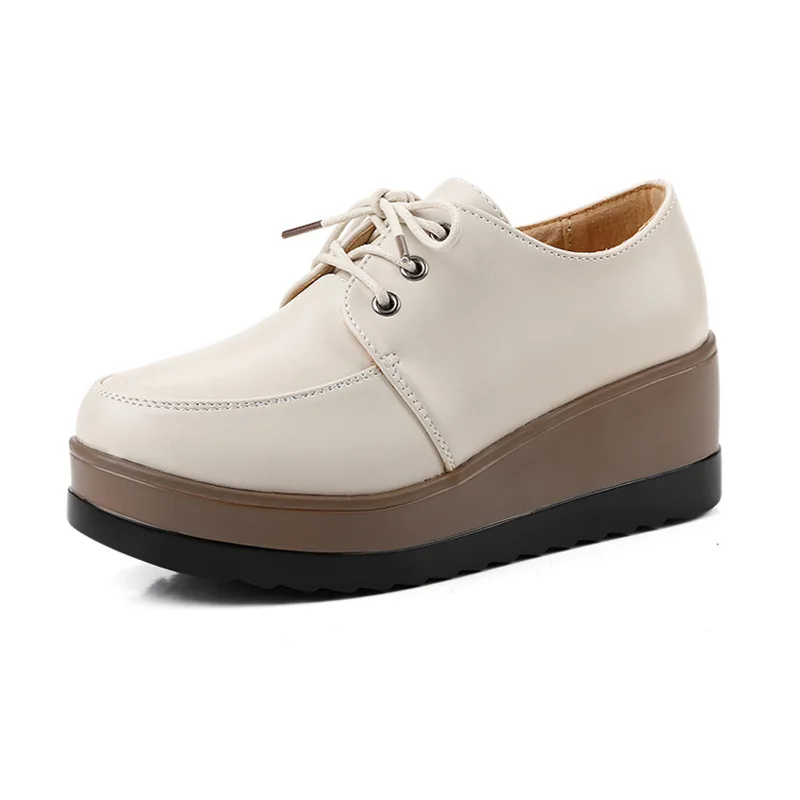 Krasovki Small Leather Shoes Spring Autumn Belt Thick Bottom Dropshipping Fashion Muffin Casual Women Singles | Обувь