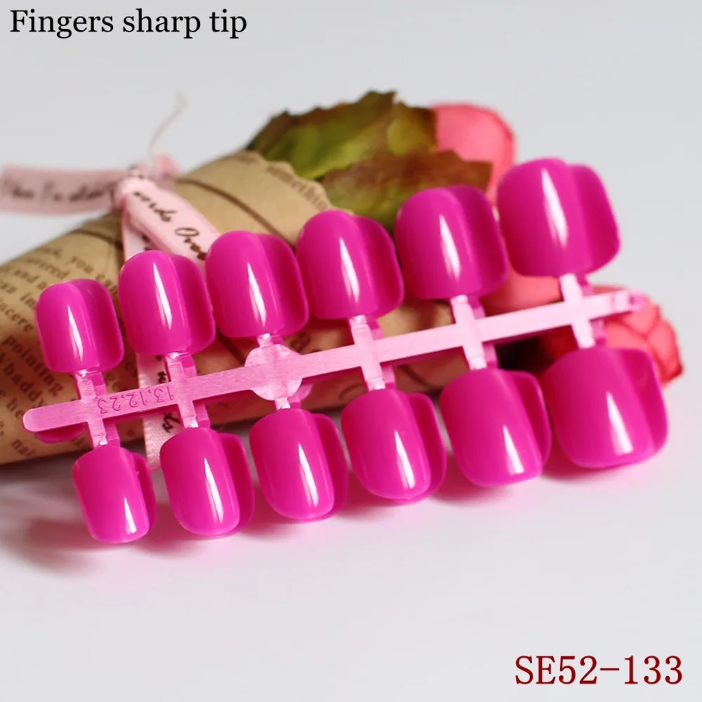 24 шт. накладные ногти Короткие розово красные европейские Стильные для