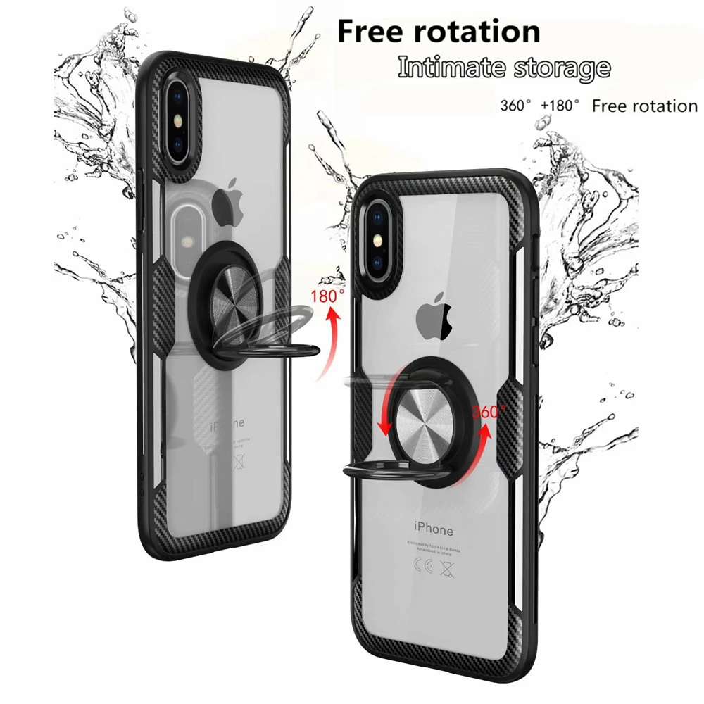 Luxury Armor Phone Case For iPhone 12 11 Pro Max 6 7 8 Plus X 10 Shockproof Cover XS XR With Holder Ring | Мобильные телефоны и