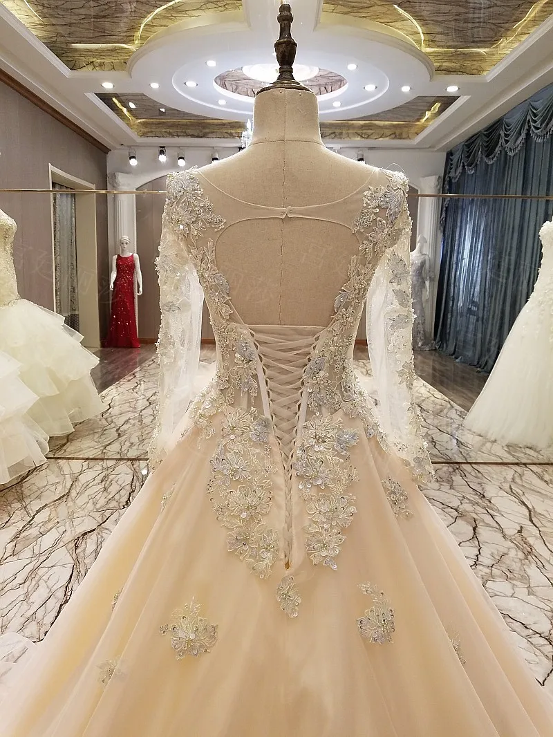 2017 Long Sleeves Women Ball Gowns Evening Dresses Appliques Crystals Engagement Dress Formal Gown Tulle Prom | Свадьбы и торжества