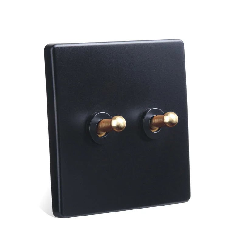 Home - Installed Wall Switch Socket 86 Type Concealed Black Steel Frame Double Open Dual Control PC 220V 10A | Обустройство дома