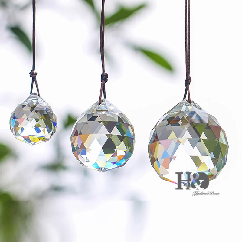 

H&D 30/40/50mm 3pcs Faceted Crystal Ball Clear Chandelier Prisms Ceiling Lamp Lighting Hanging Drop Pendants Wedding Decoration