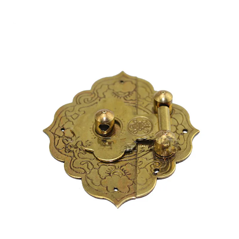 

Brass Antique Chinese Furniture Handle Lock Hasp Jewelry Wooden Box Locking Buckle Lock,75*64mm,1Set
