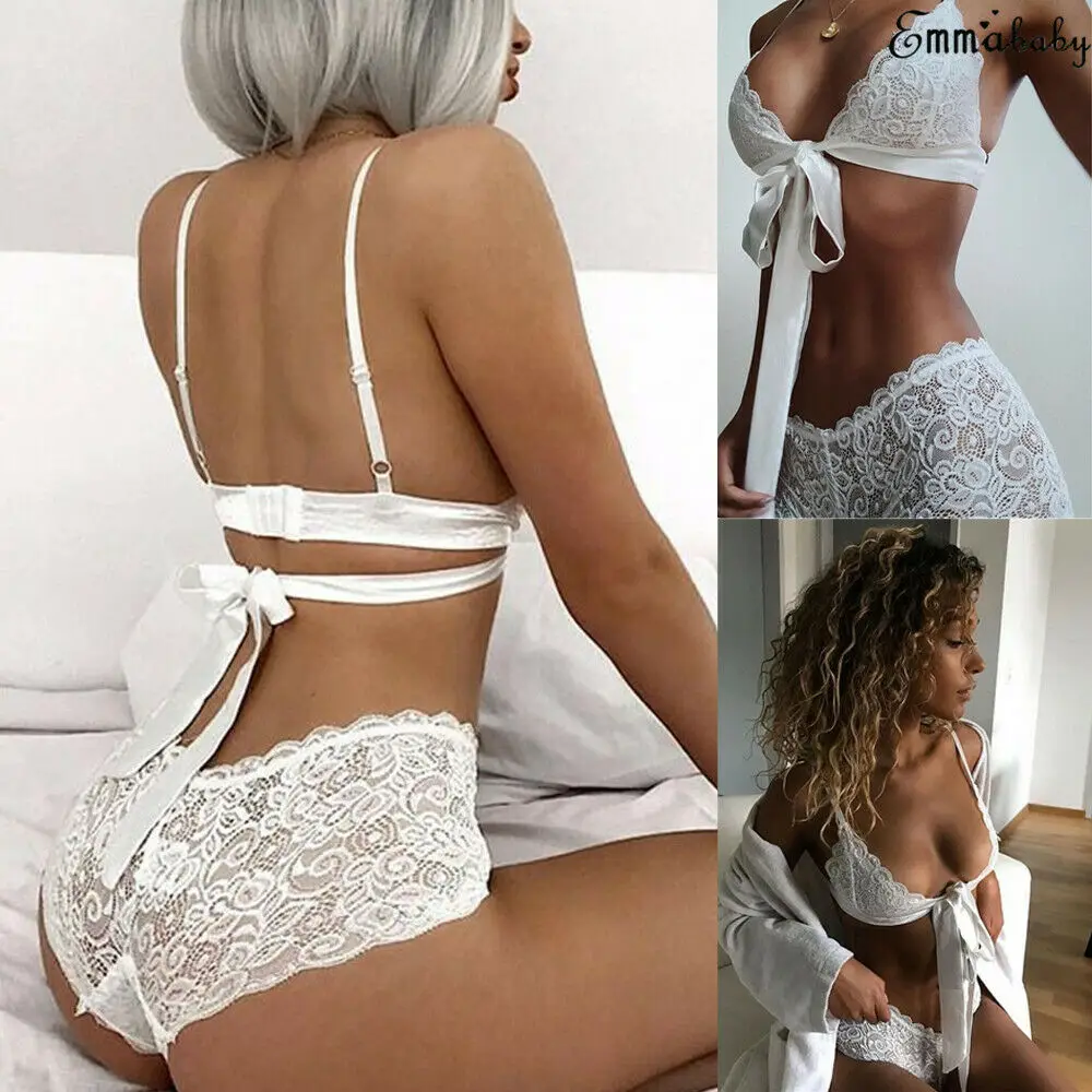 Женский атласный кружевной топ + штаны Нижнее белье Babydoll Домашняя одежда 2